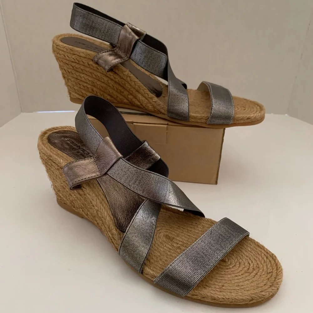 Eric Michael Sandals Women’s EUR Size 41 Metallic Espadrilles Wedges Jute Sling